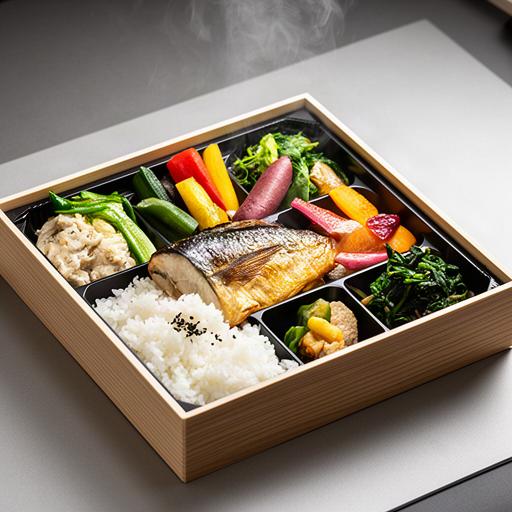 地元野菜と焼き魚を詰めた会議向けの弁当